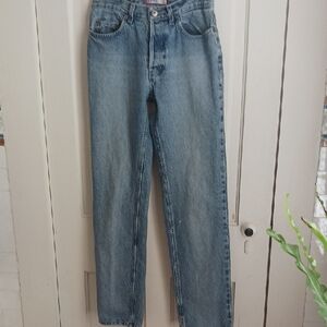 Old Navy Women's Straight Leg Jeans - Medium/light Wash Denim Button Fly Y2K